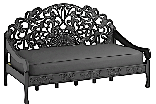 Mahal Hand Carved Indoor / Outdoor Daybed by Hibashi Furniture – handcrafted solid wood furniture made in India