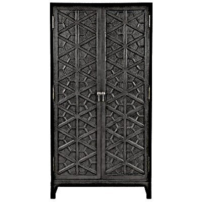Luna Hand Solid Wooden Carved Armoire - Storage Cabinet