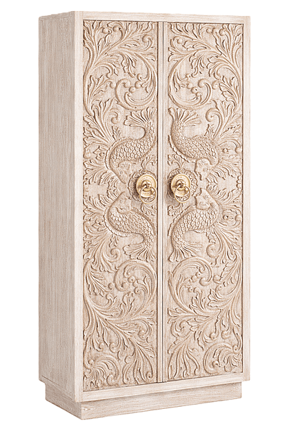 Manama Fish Nairi Hand - Carved Solid Wood Storage Cabinet – handcrafted solid wood furniture