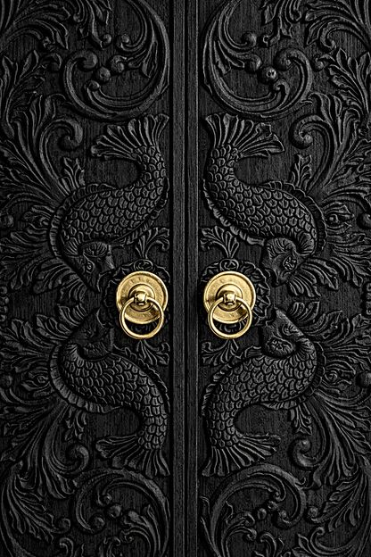 Manama Fish Nairi Hand - Carved Solid Wood Storage Cabinet – handcrafted solid wood furniture