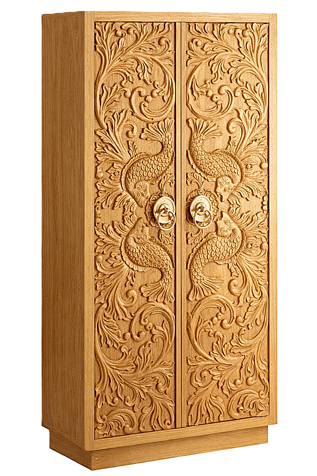 Manama Fish Nairi Hand - Carved Solid Wood Storage Cabinet – handcrafted solid wood furniture