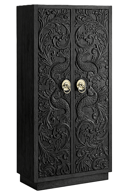 Manama Fish Nairi Hand - Carved Solid Wood Storage Cabinet – handcrafted solid wood furniture