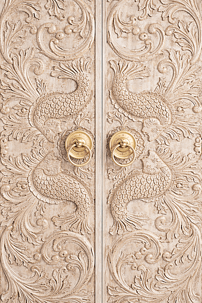 Manama Fish Nairi Hand - Carved Solid Wood Storage Cabinet – handcrafted solid wood furniture