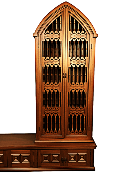 Moral Magnificent Hand Carved Solid Wooden Gothic Style Bookshelf Cabinet Set – handcrafted solid wood furniture
