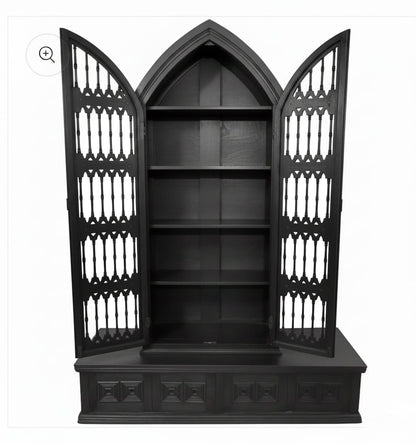 Moral Magnificent Hand Carved Solid Wooden Gothic Style Bookshelf Cabinet Set – handcrafted solid wood furniture