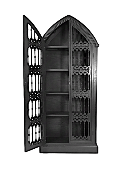 Moral Magnificent Hand Carved Solid Wooden Gothic Style Bookshelf Cabinet Set – handcrafted solid wood furniture