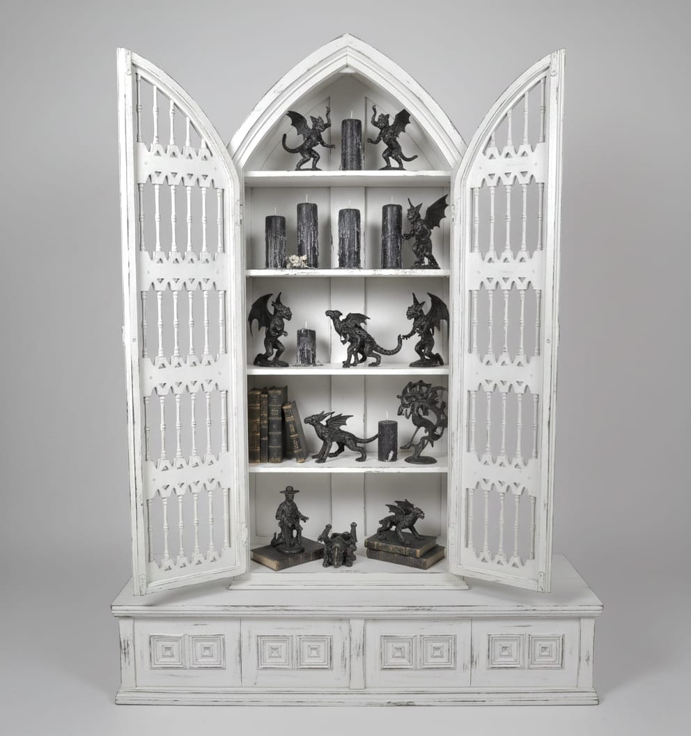 Moral Magnificent Hand Carved Solid Wooden Gothic Style Bookshelf Cabinet Set – handcrafted solid wood furniture