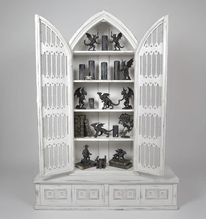 Moral Magnificent Hand Carved Solid Wooden Gothic Style Bookshelf Cabinet Set – handcrafted solid wood furniture