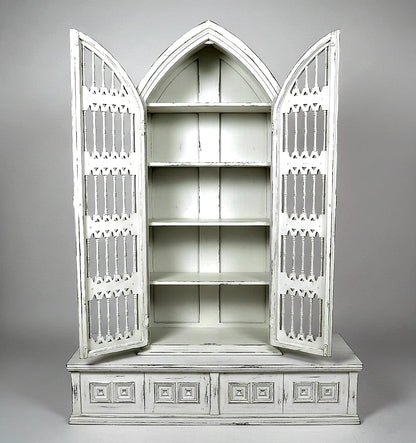 Moral Magnificent Hand Carved Solid Wooden Gothic Style Bookshelf Cabinet Set – handcrafted solid wood furniture