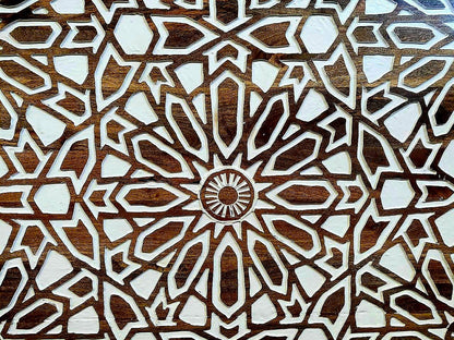 Mughal Garden Geometrical Carved Natural Frame 2 Tone by Hibashi Furniture – handcrafted solid wood furniture made in India