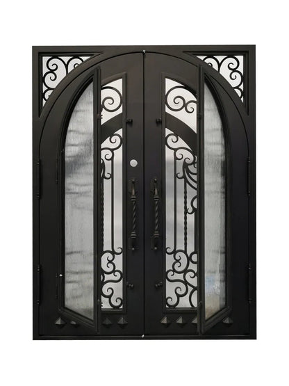 Nancy Wrought Iron Double Door Square Frame Arched by Hibashi Furniture – handcrafted solid wood furniture made in India