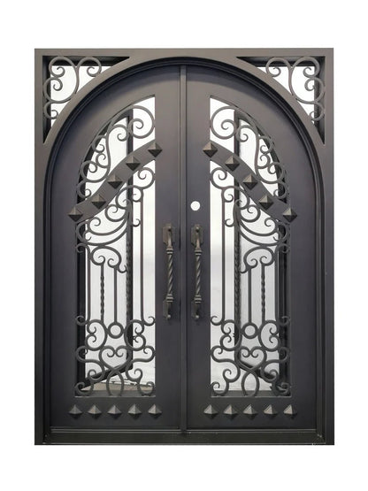 Nancy Wrought Iron Double Door Square Frame Arched by Hibashi Furniture – handcrafted solid wood furniture made in India