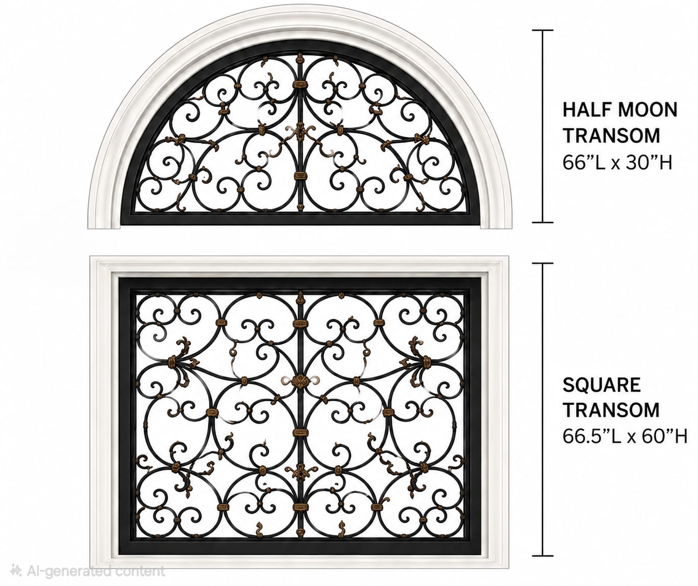 Nancy™ Wrought Iron Transom Set – handcrafted solid wood furniture