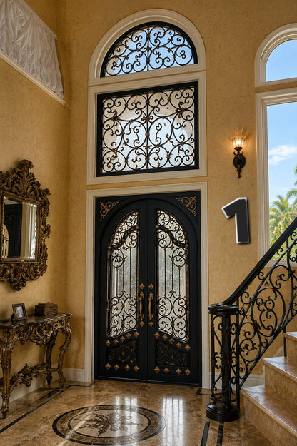 Nancy™ Wrought Iron Transom Set – handcrafted solid wood furniture