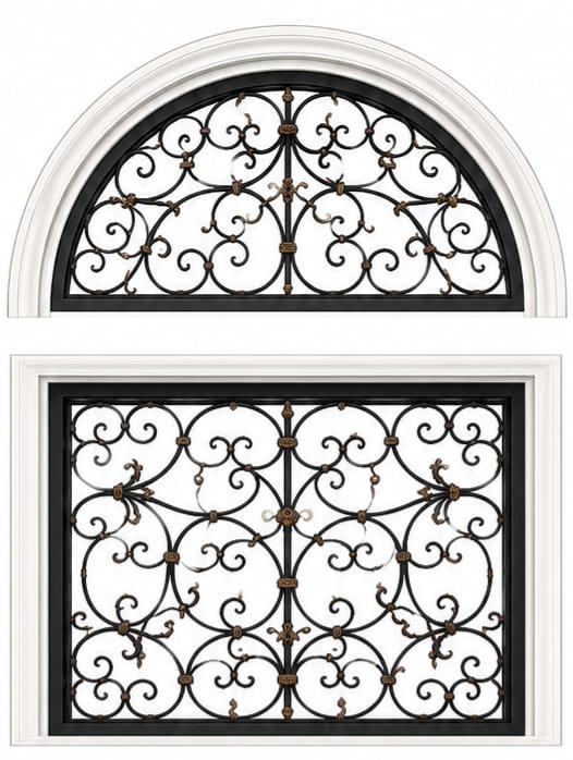 Nancy™ Wrought Iron Transom Set – handcrafted solid wood furniture