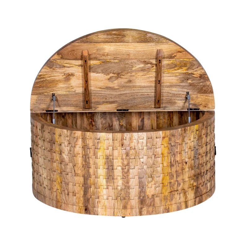 Nature's Grace Round Coffee Table With Storage – handcrafted solid wood furniture