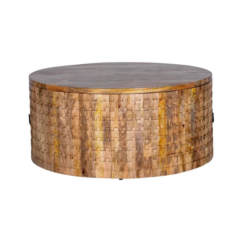 Nature's Grace Round Coffee Table With Storage – handcrafted solid wood furniture