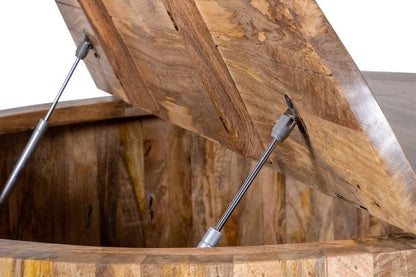 Nature's Grace Round Coffee Table With Storage – handcrafted solid wood furniture