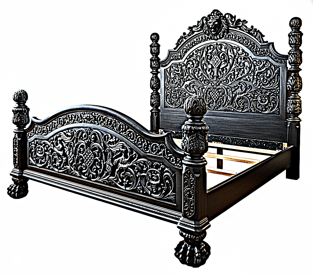 Nawab Solid Wooden Hand carved Mughal Platform Bed – handcrafted solid wood furniture
