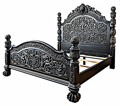 Nawab Solid Wooden Hand carved Mughal Platform Bed – handcrafted solid wood furniture