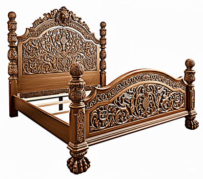 Nawab Solid Wooden Hand carved Mughal Platform Bed – handcrafted solid wood furniture
