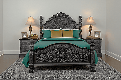Nawab Solid Wooden Hand carved Mughal Platform Bed - HF Commercial Furniture
