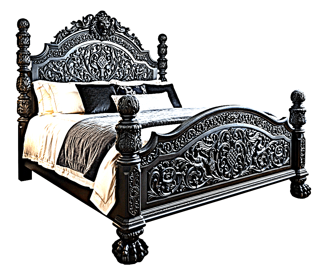 Nawab Solid Wooden Hand carved Mughal Platform Bed – handcrafted solid wood furniture