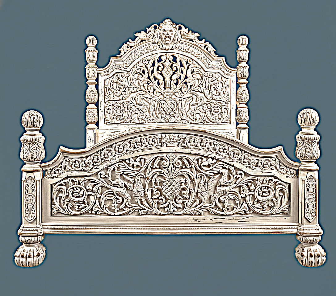 Nawab Solid Wooden Hand carved Mughal Platform Bed - HF Commercial Furniture