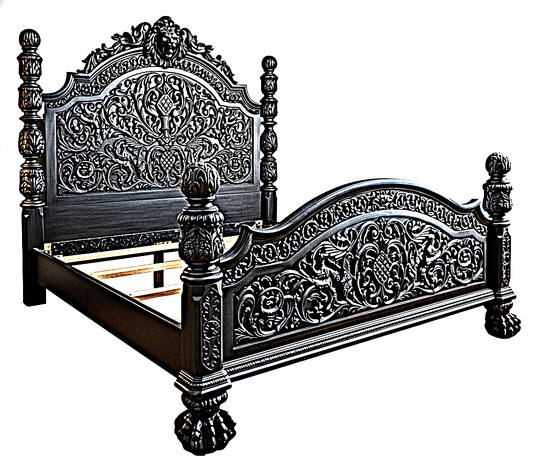 Nawab Solid Wooden Hand carved Mughal Platform Bed – handcrafted solid wood furniture