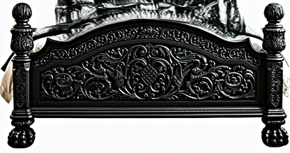 Nawab Solid Wooden Hand carved Mughal Platform Bed by Hibashi Furniture – handcrafted solid wood furniture made in India