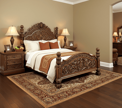 Nawab Solid Wooden Hand carved Mughal Platform Bed - HF Commercial Furniture