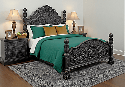 Nawab Solid Wooden Hand carved Mughal Platform Bed – handcrafted solid wood furniture
