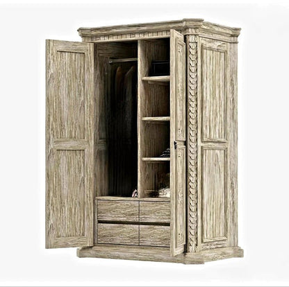 Nimbus Rustic Solid Wood Hand - Carved Armoire With 4 Drawers – handcrafted solid wood furniture