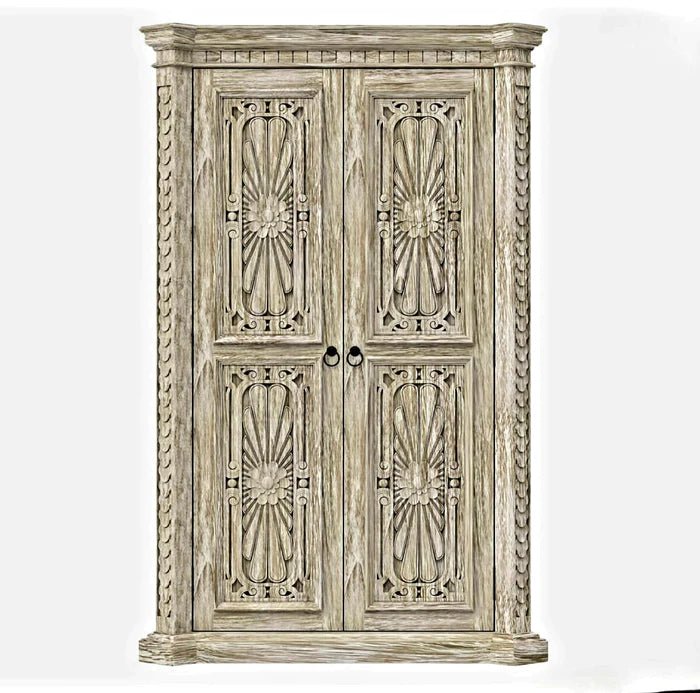Nimbus Rustic Solid Wood Hand - Carved Armoire With 4 Drawers – handcrafted solid wood furniture