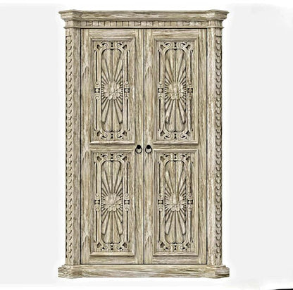 Nimbus Rustic Solid Wood Hand - Carved Armoire With 4 Drawers – handcrafted solid wood furniture