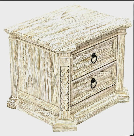 Nimbus Rustic Solid Wood Hand - Carved Nightstand With 2 Drawers – handcrafted solid wood furniture