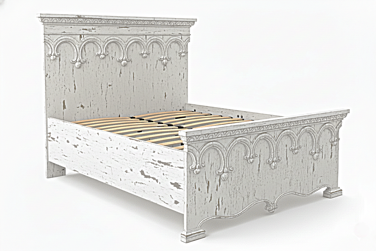 Obsidian Sanctuary Hand - Carved Solid Wooden Platform Bed - HF Commercial Furniture