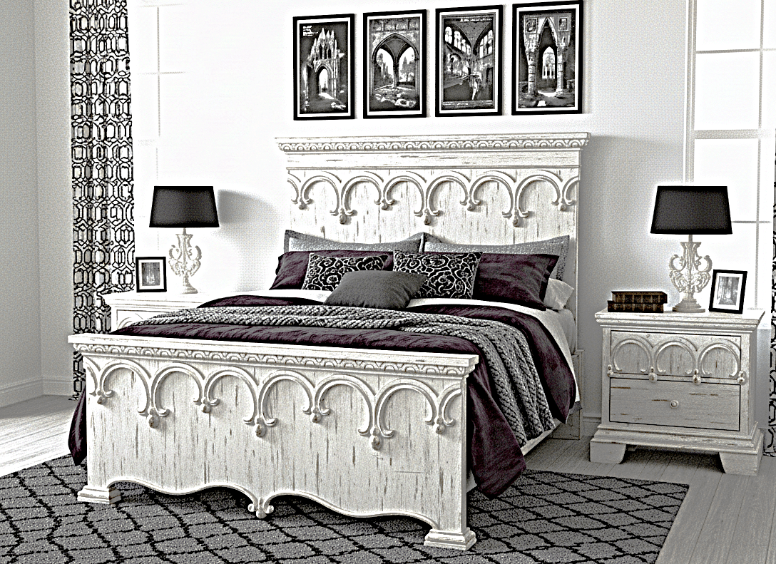 Obsidian Sanctuary Hand - Carved Solid Wooden Platform Bed - HF Commercial Furniture