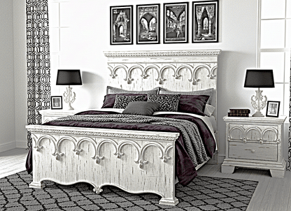 Obsidian Sanctuary Hand - Carved Solid Wooden Platform Bed - HF Commercial Furniture
