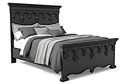Obsidian Sanctuary Hand - Carved Solid Wooden Platform Bed - HF Commercial Furniture