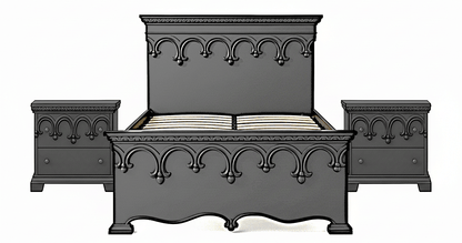 Obsidian Sanctuary Hand-Carved Solid Wooden Platform Bed by Hibashi Furniture—handcrafted solid wood furniture