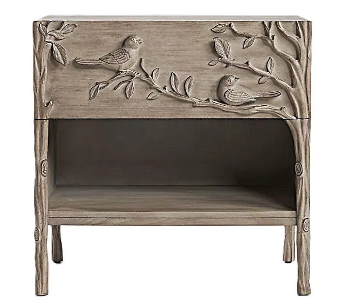 Ornithology Tree Hand - Carved Solid Wooden Bed / Bedroom 3 Piece Set – handcrafted solid wood furniture