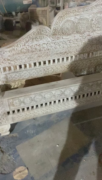 Khalifa Hand Carved Indian Solid Wooden Bed