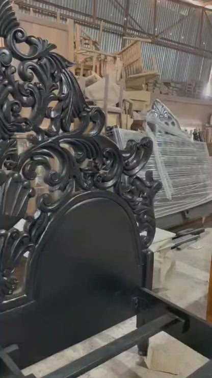 Bonita Indian Hand Carved Solid Mango Wood Bed