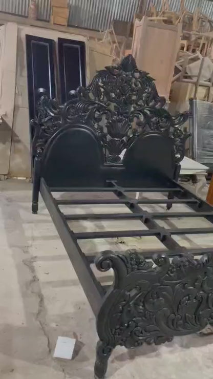 Bonita Indian Hand Carved Solid Mango Wood Bed