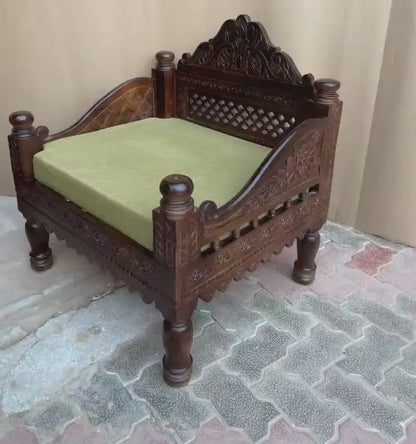 Hand Carved Indian Mughal Elephant Design swing