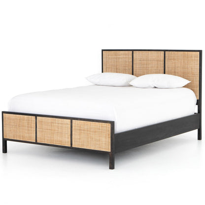 Rattan Woven Cane Platform Bed Frame by Hibashi Furniture – handcrafted solid wood furniture made in India