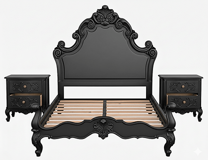 Regal Hand - Carved Solid Wooden Platform Bed Frame – handcrafted solid wood furniture