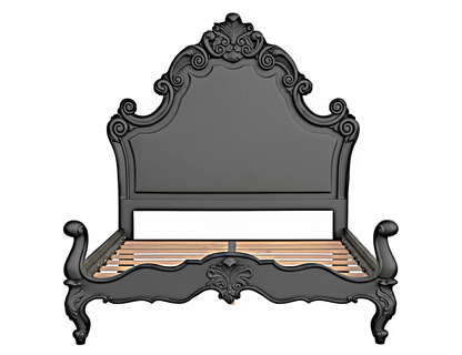 Regal Hand - Carved Solid Wooden Platform Bed Frame – handcrafted solid wood furniture