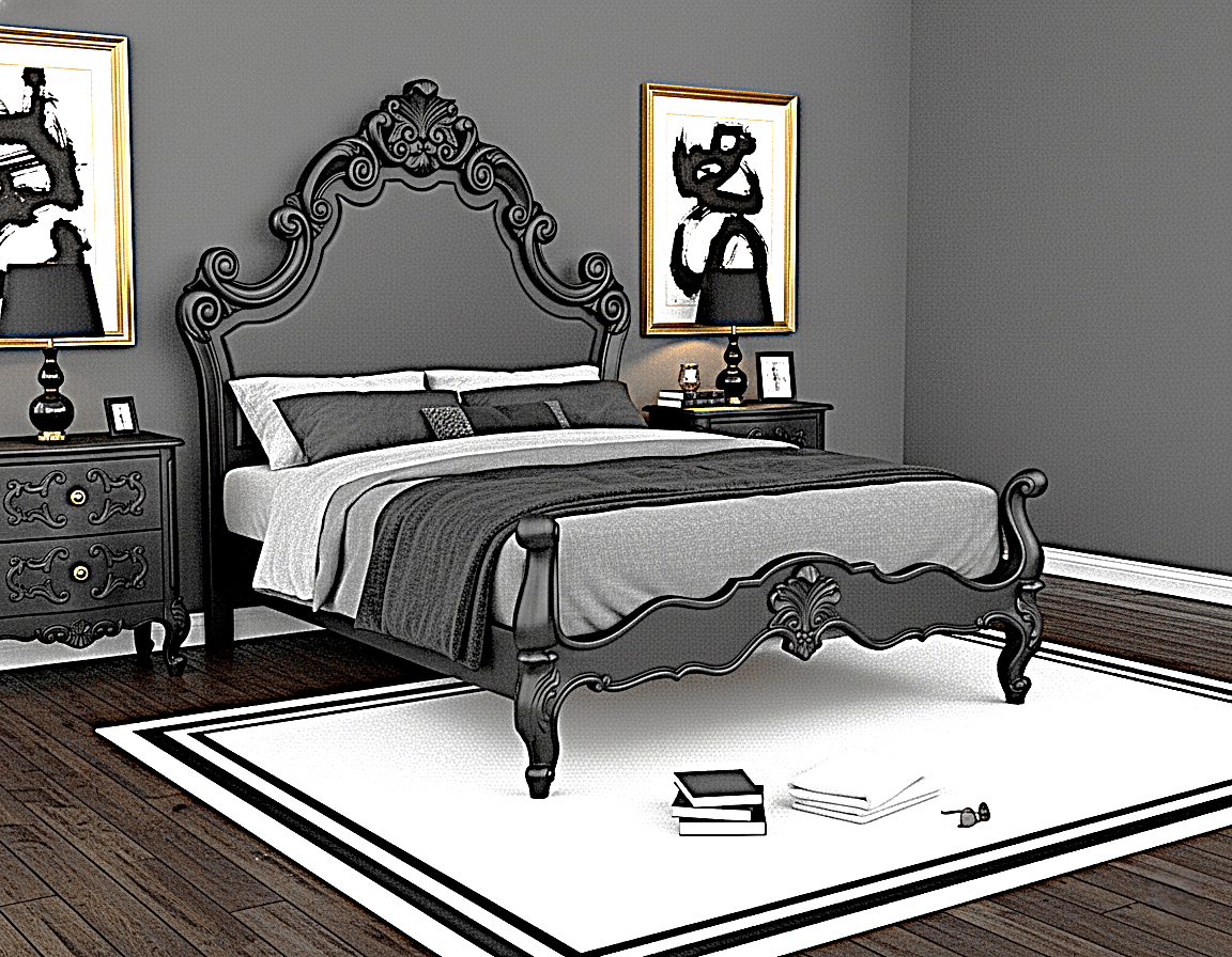 Regal Hand - Carved Solid Wooden Platform Bed Frame – handcrafted solid wood furniture